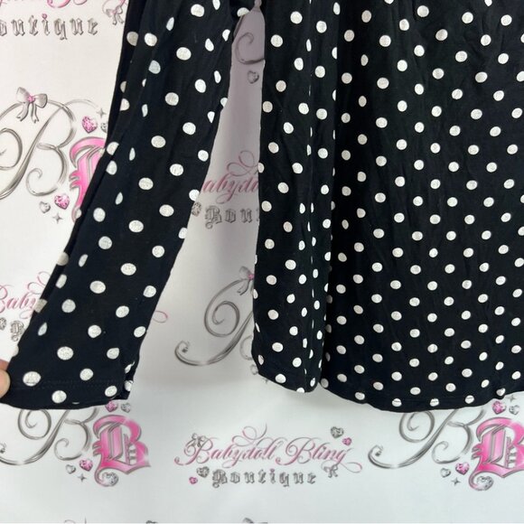 H&M long sleeve dotted shirt stretchy Black and White Polka Dot Blouse - Picture 5 of 10